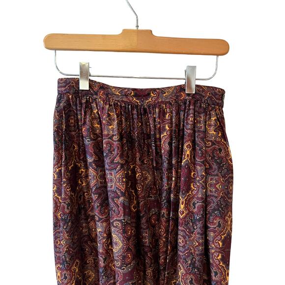 Vintage 80s Charter Club Midi Skirt Classic Pleated Paisley Print - Picture 4 of 5